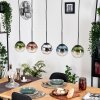 Gastor Hanglamp, Kogellampje, Hanglamp Blauw, Chroom, Groen, Duidelijk, Koperkleurig, Rookkleurig, 5-lichts