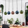 Gastor Hanglamp, Kogellampje, Hanglamp Blauw, Groen, Koperkleurig, 5-lichts