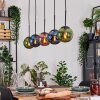 Gastor Hanglamp, Kogellampje, Hanglamp Blauw, Groen, Koperkleurig, 5-lichts