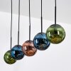 Gastor Hanglamp, Kogellampje, Hanglamp Blauw, Groen, Koperkleurig, 5-lichts