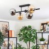 Gastor Plafondlamp, Kogellampje Amber, Duidelijk, Rookkleurig, 5-lichts