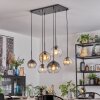Koyoto Hanglamp, Kogellampje, Hanglamp Amber, Duidelijk, Rookkleurig, 6-lichts