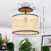 Ramila Plafondlamp Natuurlijke kleuren, Zwart, 1-licht