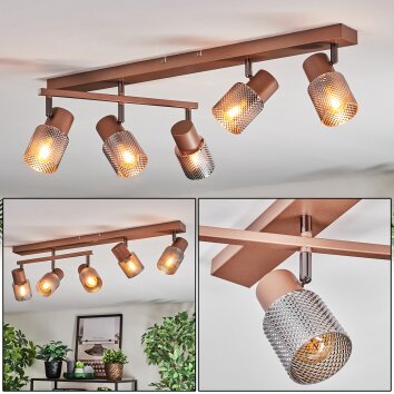 Nelar Plafondlamp, Plafondspot Brons, Chroom, 5-lichts