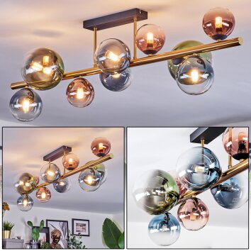 Chehalis Plafondlamp, Kogellampje Goud, Zwart, 10-lichts