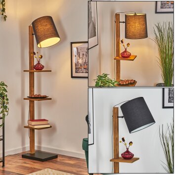 Venor Staande lamp Donkerbruin, Natuurlijke kleuren, Zwart, 1-licht