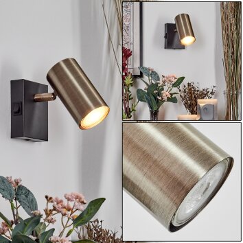 Javel Wandlamp, Muurspot Oud messing, Zwart, 1-licht