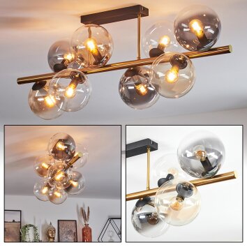 Gastor Plafondlamp, Kogellampje Goud, Zwart, 8-lichts