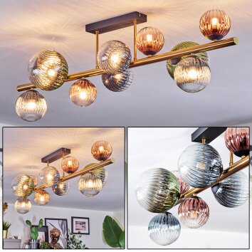 Chehalis Plafondlamp, Kogellampje Goud, Zwart, 10-lichts