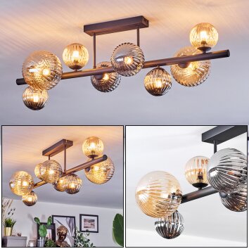 Chehalis Plafondlamp, Kogellampje Amber, Rookkleurig, 8-lichts