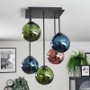 Gastor Plafondlamp, Kogellampje Blauw, Groen, Koperkleurig, 5-lichts