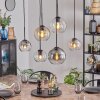 Koyoto Hanglamp, Kogellampje, Hanglamp Amber, Duidelijk, Rookkleurig, 6-lichts