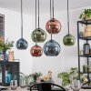 Koyoto Hanglamp, Kogellampje, Hanglamp Blauw, Groen, Koperkleurig, 6-lichts