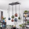 Koyoto Hanglamp, Kogellampje, Hanglamp Blauw, Groen, Koperkleurig, 6-lichts
