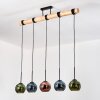 Koyoto Hanglamp, Kogellampje, Hanglamp Natuurlijke kleuren, Zwart, 5-lichts