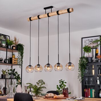 Koyoto Hanglamp, Kogellampje, Hanglamp Natuurlijke kleuren, Zwart, 5-lichts