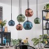Ripoll Hanglamp, Kogellampje, Hanglamp Blauw, Groen, Koperkleurig, 6-lichts