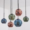 Ripoll Hanglamp, Kogellampje, Hanglamp Blauw, Groen, Koperkleurig, 6-lichts