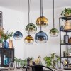 Koyoto Hanglamp, Kogellampje, Hanglamp Blauw, Goud, Groen, Duidelijk, 6-lichts
