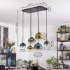 Koyoto Hanglamp, Kogellampje, Hanglamp Blauw, Goud, Groen, Duidelijk, 6-lichts