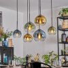 Koyoto Hanglamp, Kogellampje, Hanglamp Blauw, Goud, Groen, Duidelijk, 6-lichts
