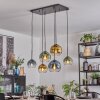 Koyoto Hanglamp, Kogellampje, Hanglamp Blauw, Goud, Groen, Duidelijk, 6-lichts
