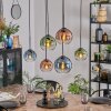 Koyoto Hanglamp, Kogellampje, Hanglamp Blauw, Groen, Duidelijk, Koperkleurig, 6-lichts