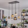 Koyoto Hanglamp, Kogellampje, Hanglamp Amber, Duidelijk, Rookkleurig, 6-lichts