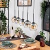 Koyoto Hanglamp, Kogellampje, Hanglamp Natuurlijke kleuren, Zwart, 5-lichts