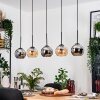Koyoto Hanglamp, Kogellampje, Hanglamp Natuurlijke kleuren, Zwart, 5-lichts