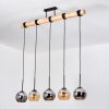 Koyoto Hanglamp, Kogellampje, Hanglamp Natuurlijke kleuren, Zwart, 5-lichts