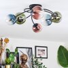 Chehalis Plafondlamp, Kogellampje Blauw, Groen, Duidelijk, Koperkleurig, 6-lichts