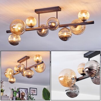 Chehalis Plafondlamp, Kogellampje Amber, Rookkleurig, 8-lichts