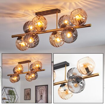 Koyoto Plafondlamp, Kogellampje Goud, Zwart, 8-lichts