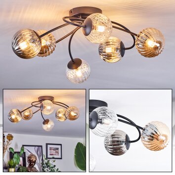 Chehalis Plafondlamp, Kogellampje 56 cm Amber, Duidelijk, Rookkleurig, 6-lichts