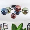 Chehalis Plafondlamp, Kogellampje 56 cm Blauw, Groen, Koperkleurig, 6-lichts