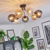 Koyoto Plafondlamp, Kogellampje Amber, Duidelijk, Rookkleurig, 7-lichts