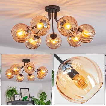 Koyoto Plafondlamp, Kogellampje Amber, 7-lichts