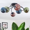 Chehalis Plafondlamp, Kogellampje Blauw, Groen, Koperkleurig, 6-lichts