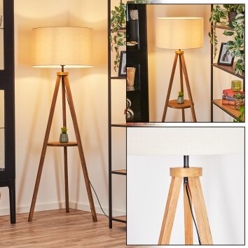 Flemming Staande lamp Hout donker, Zwart, 1-licht