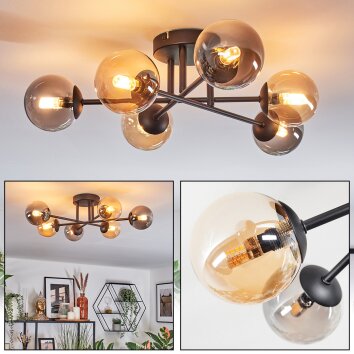 Chehalis Plafondlamp, Kogellampje 51 cm Amber, Rookkleurig, 6-lichts