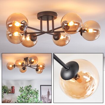 Chehalis Plafondlamp, Kogellampje 18 cm Amber, 6-lichts