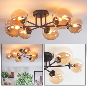 Chehalis Plafondlamp, Kogellampje 20 cm Amber, 6-lichts