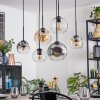 Koyoto Hanglamp, Kogellampje, Hanglamp Amber, Duidelijk, Rookkleurig, 6-lichts