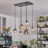 Koyoto Hanglamp, Kogellampje, Hanglamp Amber, Duidelijk, Rookkleurig, 6-lichts