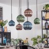 Koyoto Hanglamp, Kogellampje, Hanglamp Blauw, Groen, Koperkleurig, 6-lichts