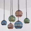 Koyoto Hanglamp, Kogellampje, Hanglamp Blauw, Groen, Koperkleurig, 6-lichts