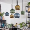 Koyoto Hanglamp, Kogellampje, Hanglamp Blauw, Goud, Groen, 6-lichts