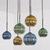 Koyoto Hanglamp, Kogellampje, Hanglamp Blauw, Goud, Groen, 6-lichts