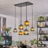 Koyoto Hanglamp, Kogellampje, Hanglamp Blauw, Goud, Groen, 6-lichts